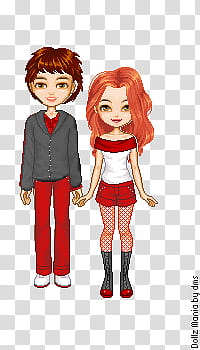 Blossom x Brick First Date, cartoon couple dolls mania transparent background PNG clipart