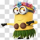 s, Despicable Me Minion wearing coconut shell bra and leaf skirt illustration transparent background PNG clipart