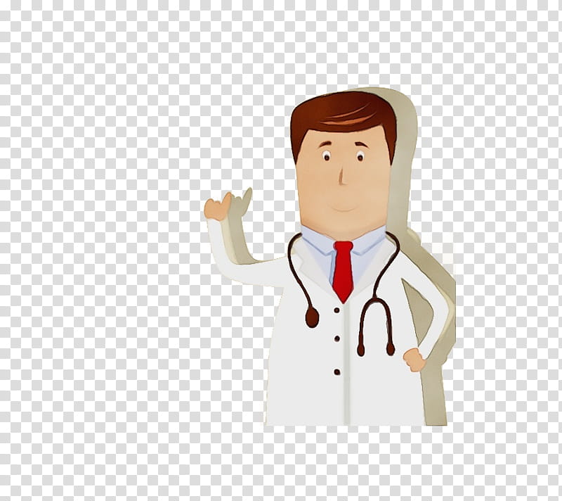 cartoon white coat medical equipment gesture uniform, Watercolor, Paint, Wet Ink, Cartoon, Physician, Finger, Health Care Provider transparent background PNG clipart