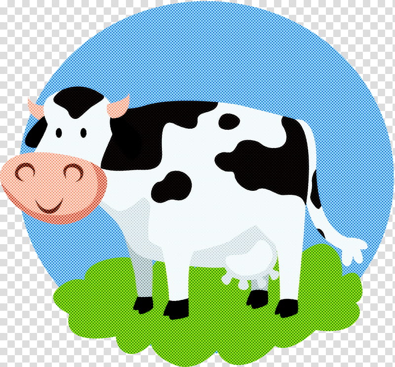 cartoon dairy cow bovine green live, Cartoon, Live, Snout, Grass transparent background PNG clipart