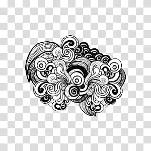 Doodles and drawings I, black and white flower transparent background PNG clipart