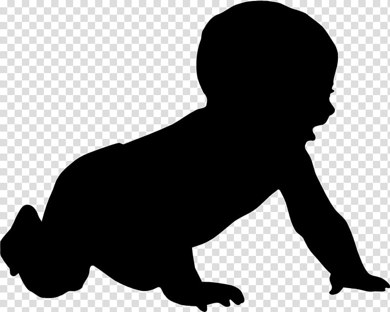 Dog Sitting, Silhouette, Infant, Child, Crawling, White, Head, Male transparent background PNG clipart