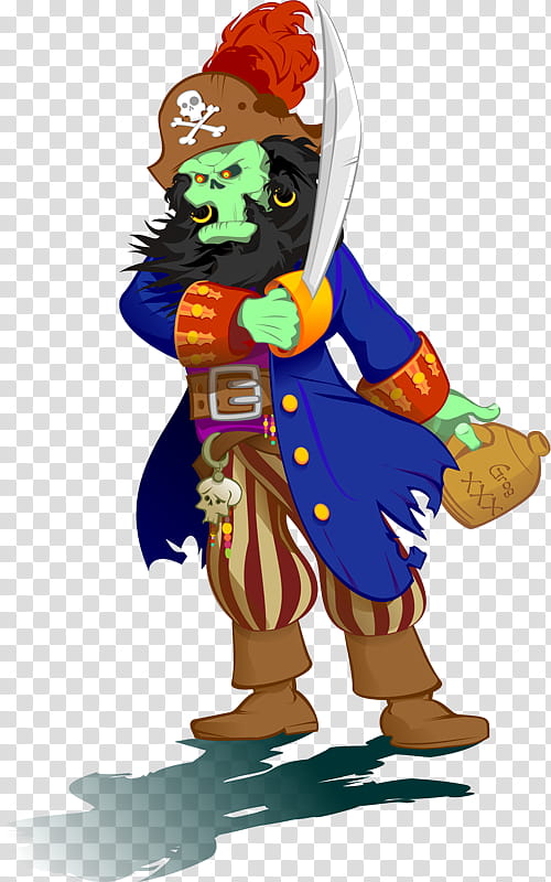LeChuck FullView Please, blue and brown pirate illustration transparent background PNG clipart