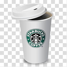white Star Bucks Coffee cup with lid transparent background PNG clipart