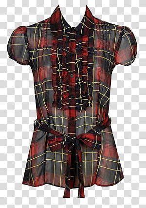 Scottish Shirts, red and black plaid cap-sleeved shirt transparent background PNG clipart