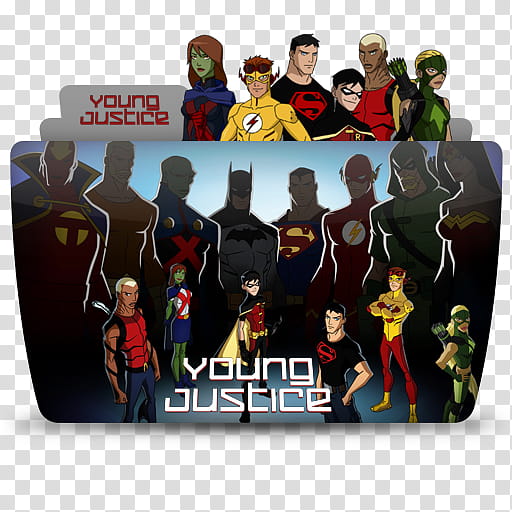 TV Folder Icons DC and Marvel ColorFlow Set , Young Justice, Young Justice icon folder transparent background PNG clipart