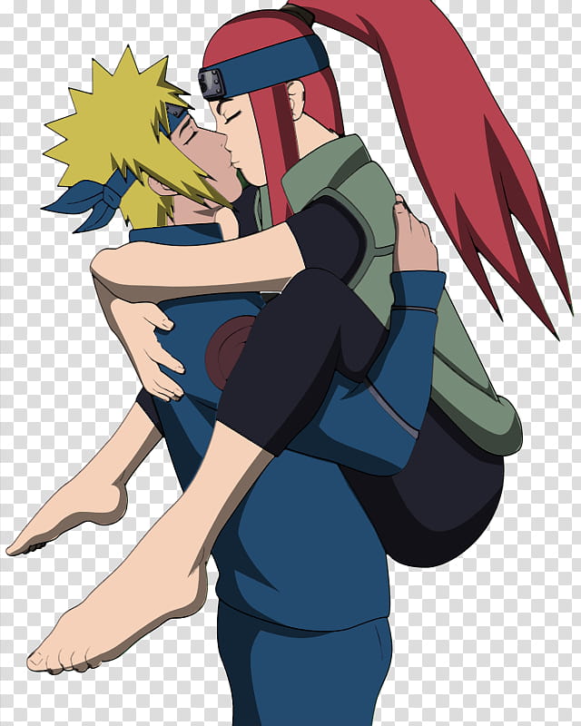 Minato x Kushina, two Naruto characters kissing illustration transparent background PNG clipart