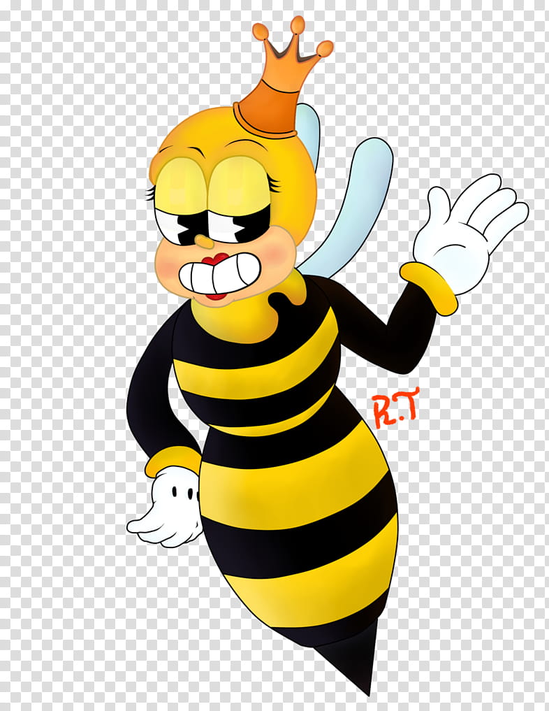 Bee, Honey Bee, Queen Bee, Cuphead, Artist, Drawing, Cartoon, Mascot transparent background PNG clipart