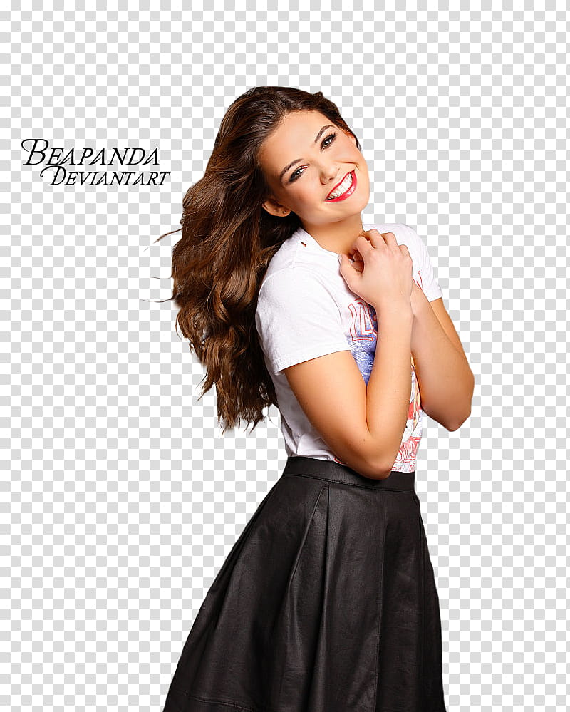 Danielle Campbell, woman wearing white top and black skirt transparent background PNG clipart