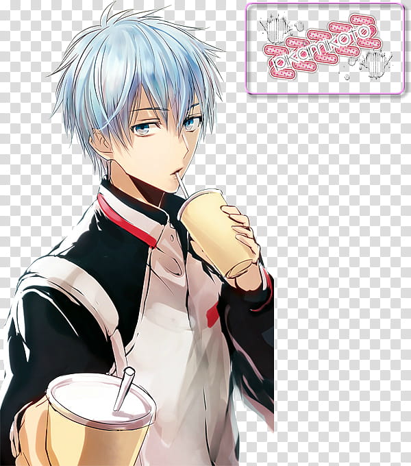 Male Anime Character Holding Disposable Cups Transparent