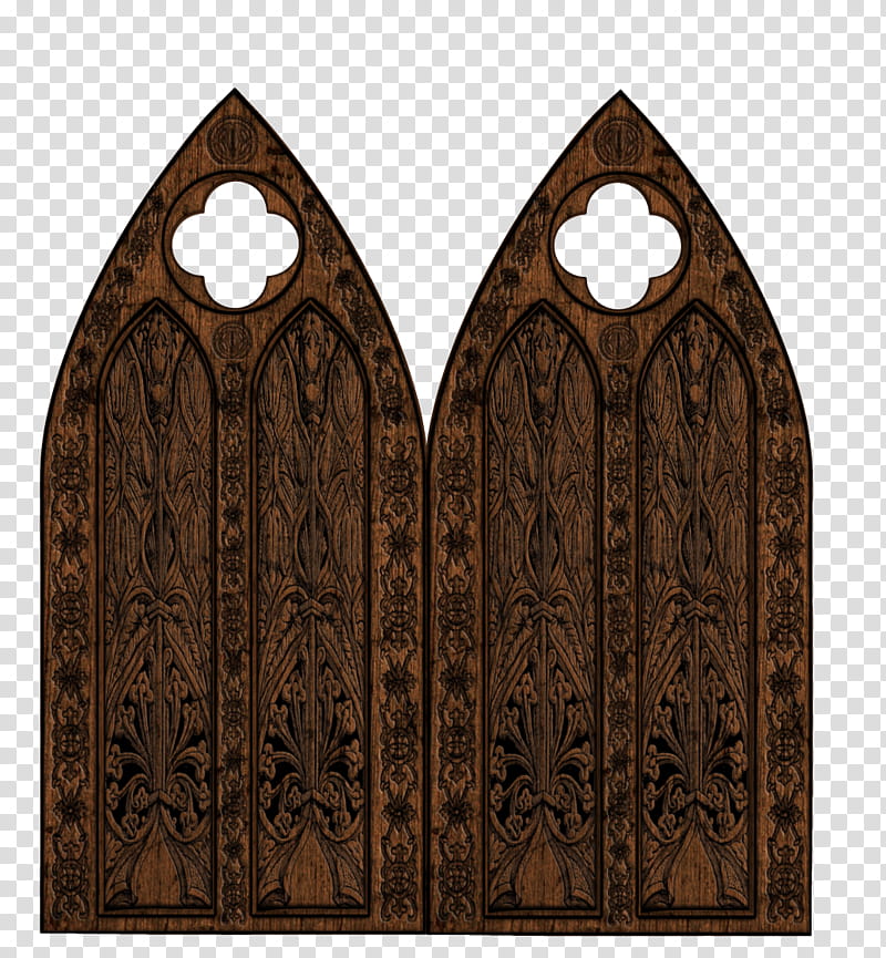 TWD Gothic Decor, two brown panels transparent background PNG clipart