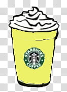 de, yellow and white Starbucks disposable cup drawing transparent background PNG clipart