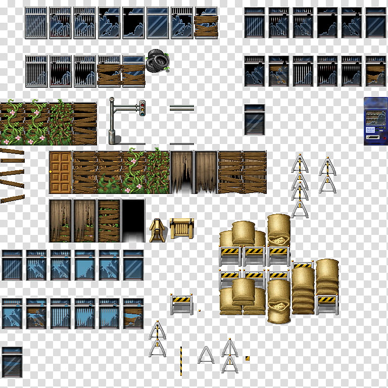 A-Dead City Remake MV, brown and blue fence collage icons transparent background PNG clipart