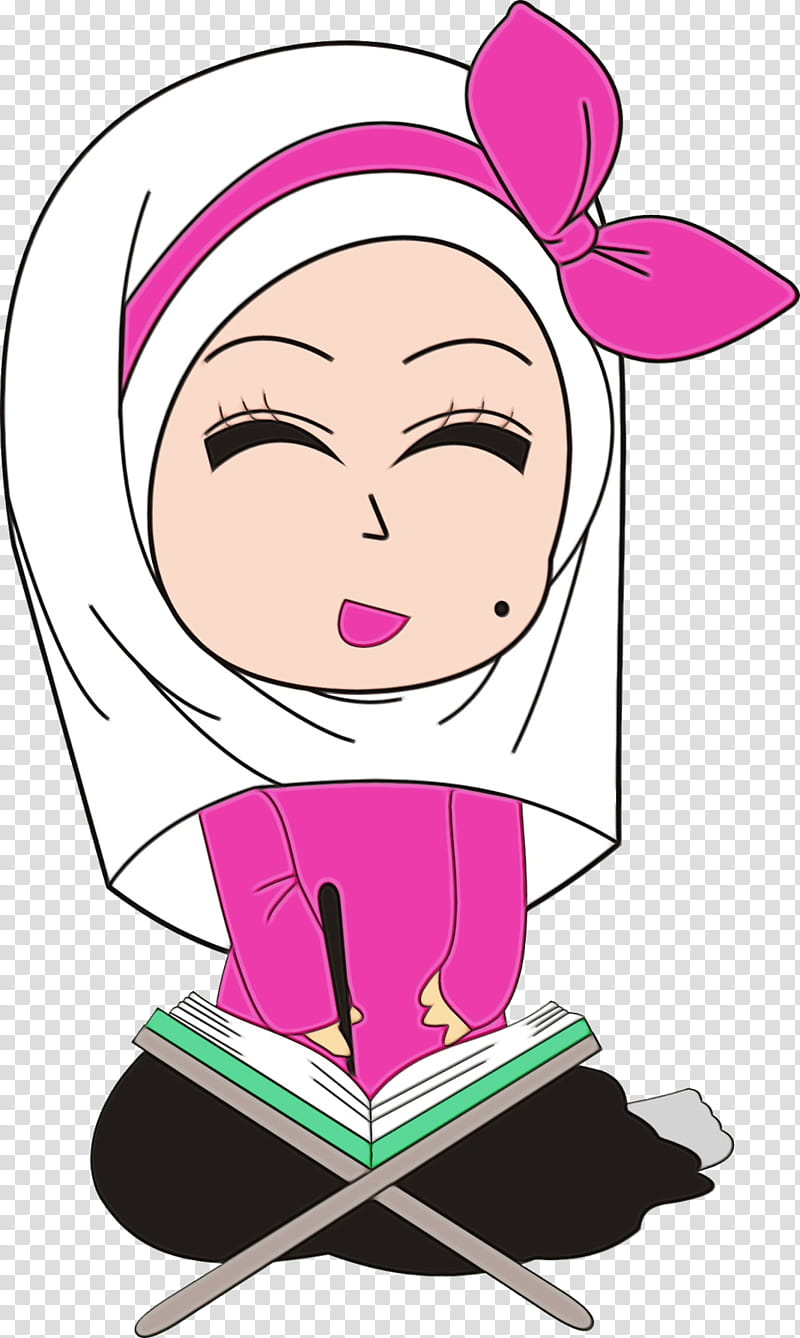 Muslim, Quran, Woman, Cartoon, cdr, Tajwid, Cheek transparent background PNG clipart
