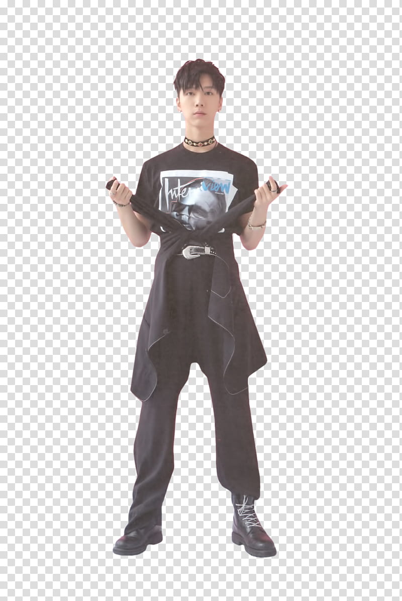 Ten NCT U, man wearing black jacket and pants transparent background PNG clipart