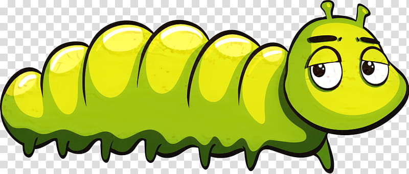 Caterpillar, Cartoon, Drawing, Animal, Larva, Green, Yellow, Insect transparent background PNG clipart