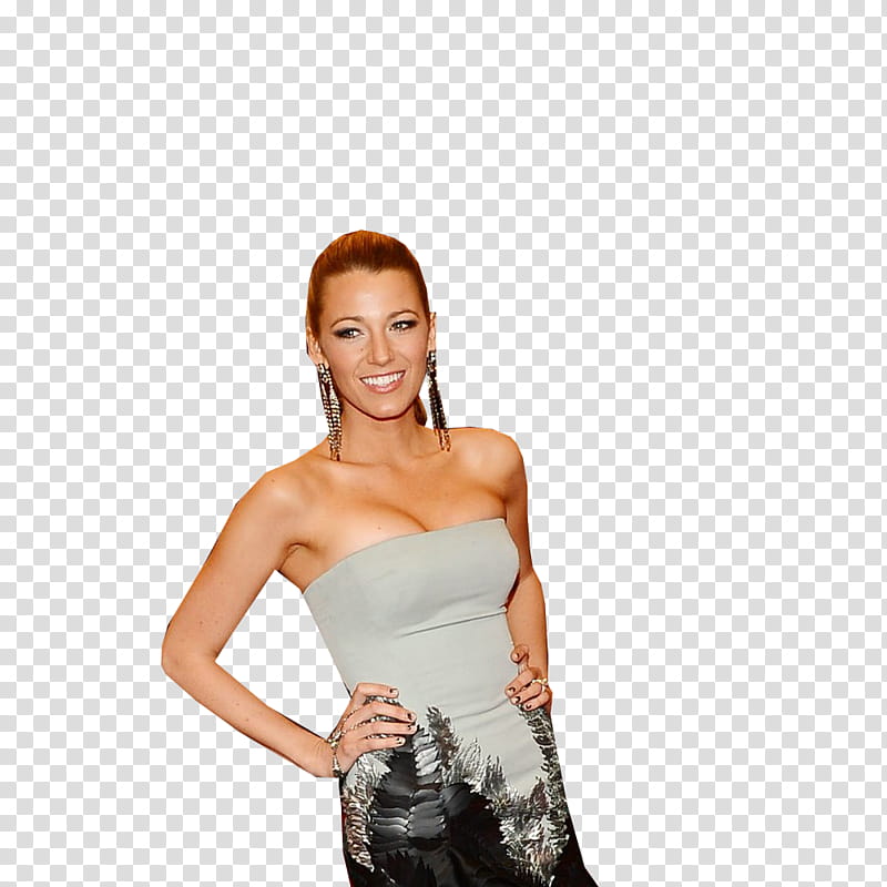 Blake Lively, women's black and gray strapless dress transparent background PNG clipart