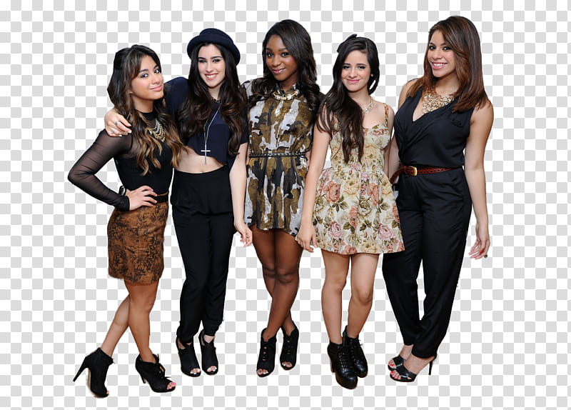 Fifth Harmony, five woman holding each other transparent background PNG clipart