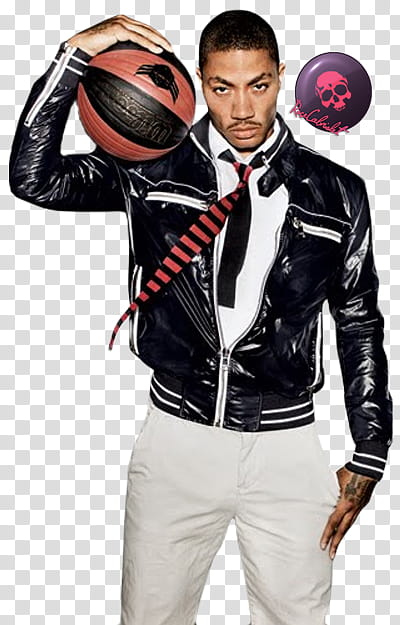 man in black leather jacket holding basketball transparent background PNG clipart