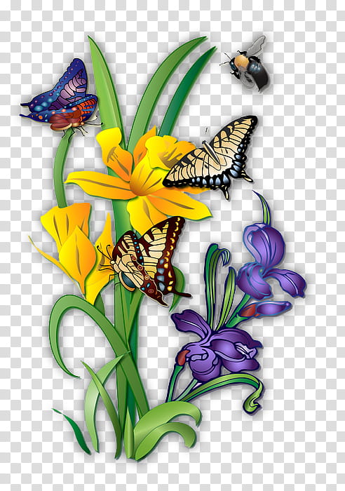 Floral Flower, Brushfooted Butterflies, Butterfly, Pterygota, Floral Design, Borboleta, Painting, Plants transparent background PNG clipart