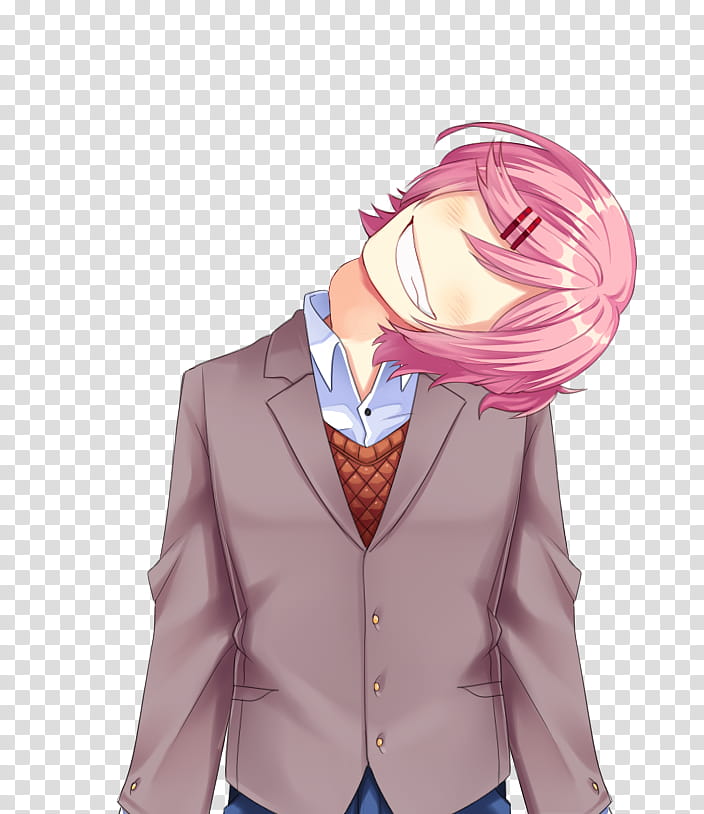 Ddlc R All Character Sprites Free To Use Pink Haired Anime Character Wearing Suit Illustration Transparent Background Png Clipart Hiclipart