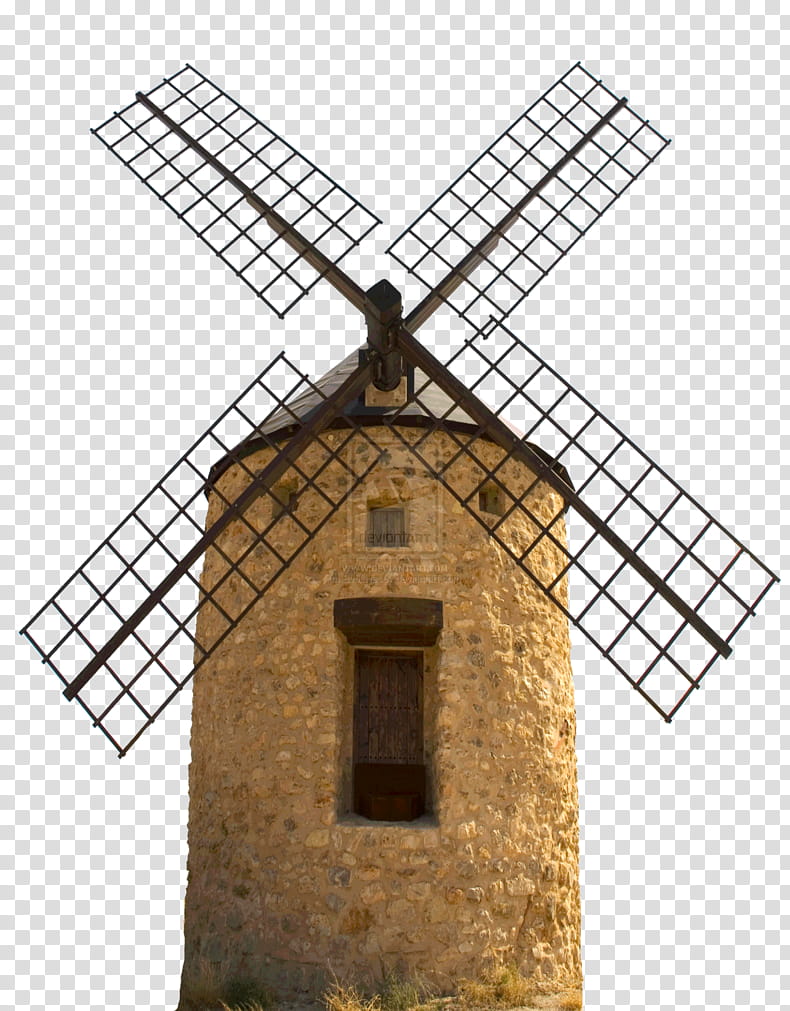 Cute, black windmill under white sky transparent background PNG clipart