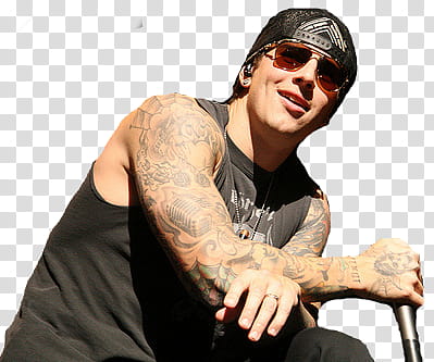 Avenged Sevenfold, smiling man holding microphone and wearing black trucker cap illustration transparent background PNG clipart