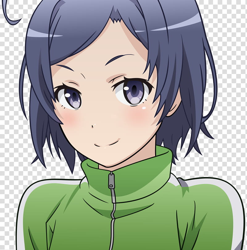 Komachi Hikigaya, Oregairu, blue-haired woman in green top anime character illustration transparent background PNG clipart
