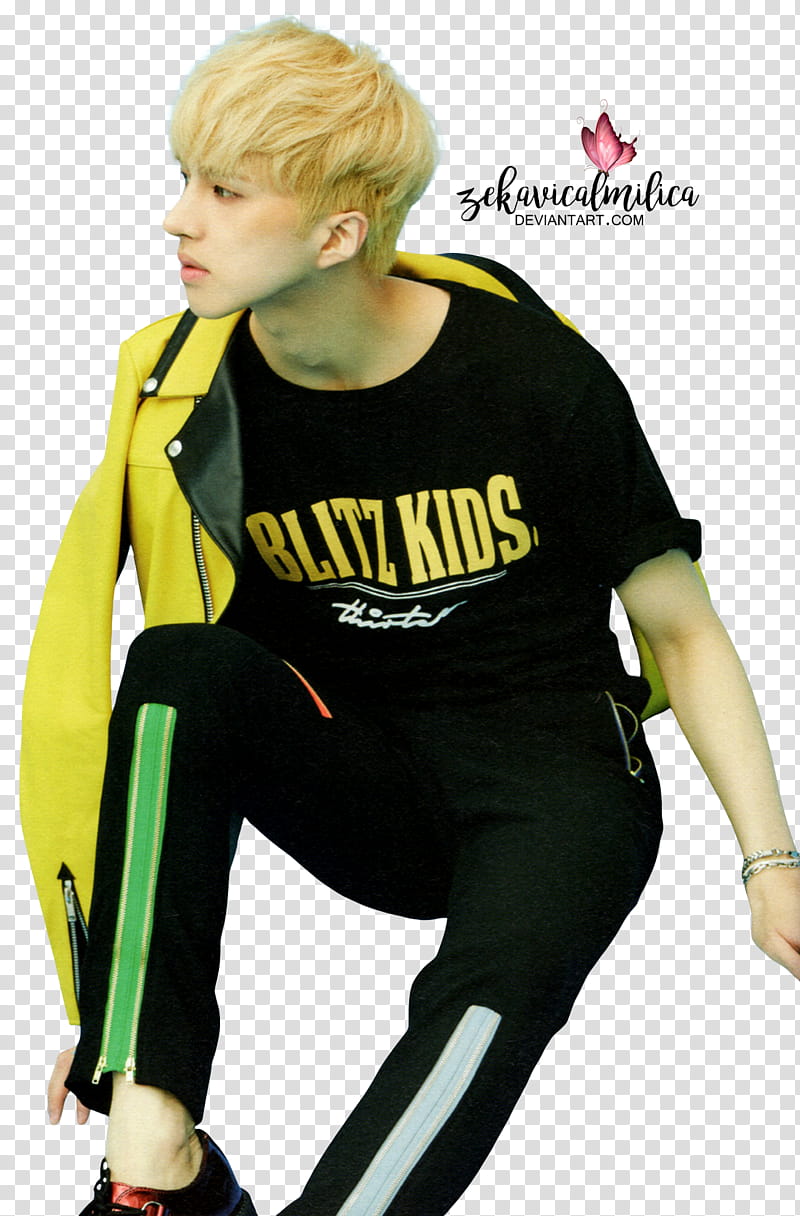 VIXX Ken Zelos, man wearing yellow jacket transparent background PNG clipart