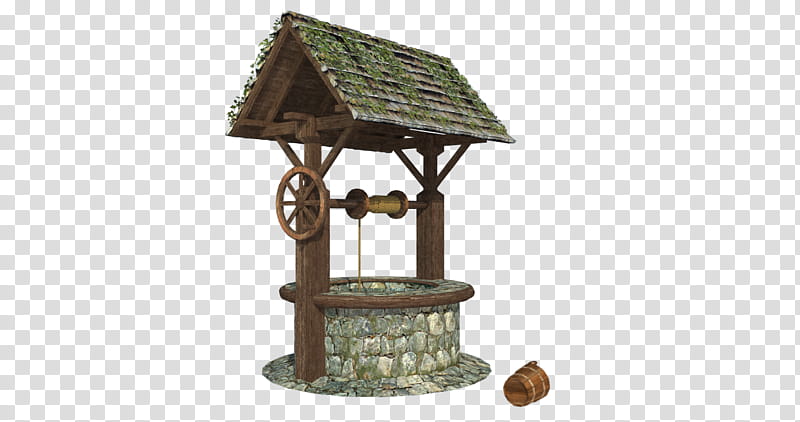 Medieval Wishing Water Well, green and gray concrete well transparent background PNG clipart