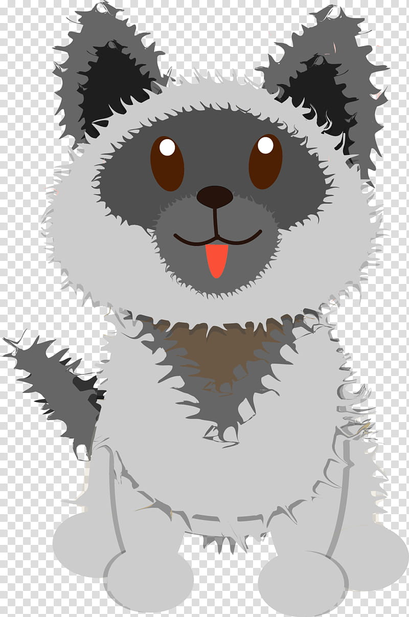 Cute Doggie and Kittie, white, gray, and brown dog art transparent background PNG clipart