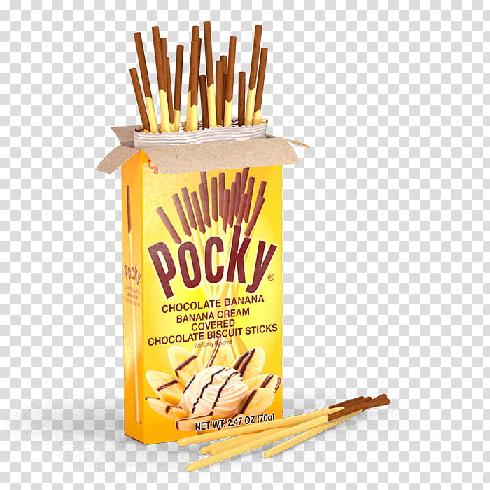 Cartoon Banana, Pocky, Glico Pocky Chocolate Thai Bow, Ezaki Glico Co Ltd, Biscuits, Cookies And Cream, Pocky Biscuit Stick, Ezaki Glico Usa Corporation transparent background PNG clipart
