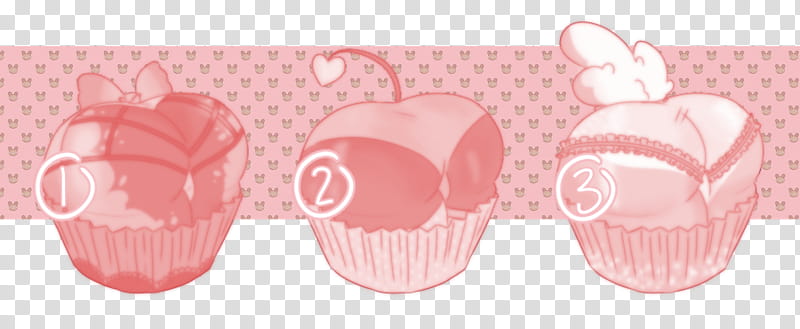 Buttcakes Test Set closed, three cupcakes illustration transparent background PNG clipart