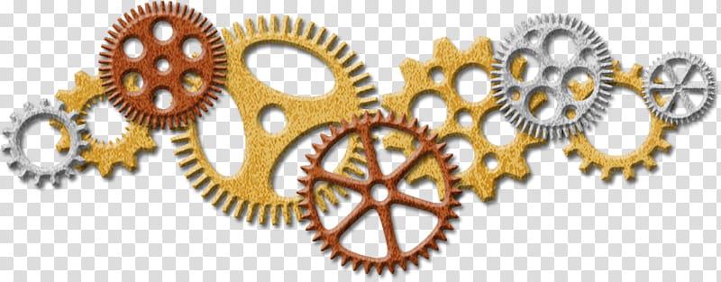 Steampunked Scrap Kit Freebie, brown, gray, and yellow gears illustration transparent background PNG clipart