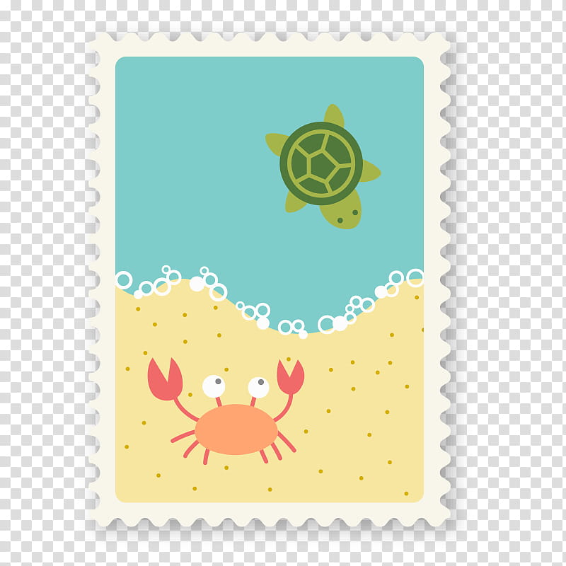 Beach, Cartoon, Color, Animal, Postage Stamps, Yellow, Material transparent background PNG clipart