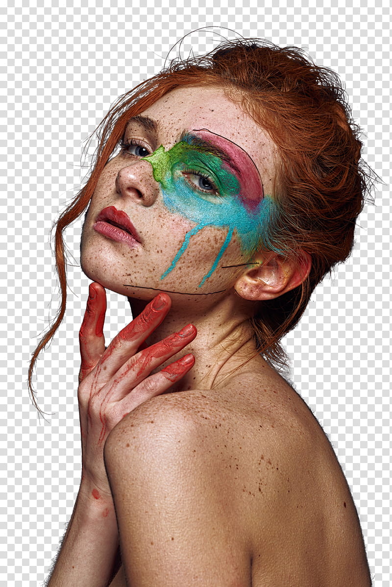  Watchers Resource , woman with red paint on her hand and her face transparent background PNG clipart