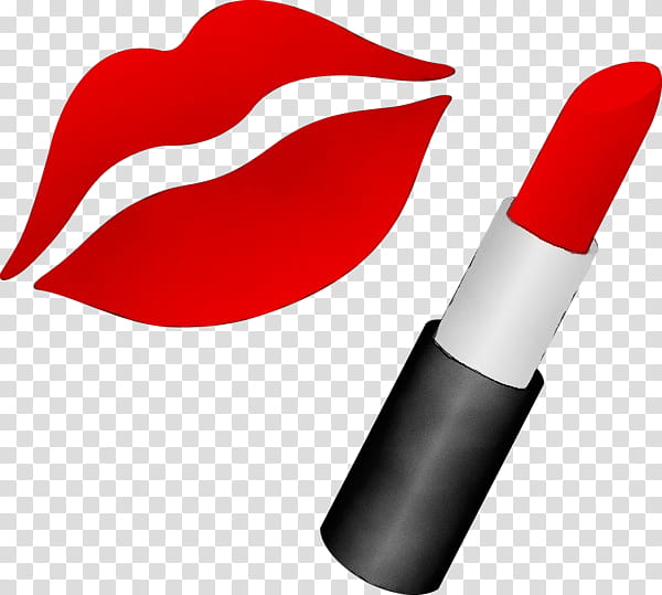 red lipstick lip cosmetics, Watercolor, Paint, Wet Ink, Material Property, Carmine transparent background PNG clipart