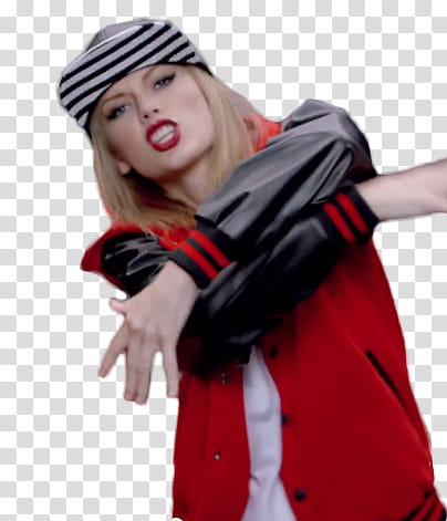 Taylor Swift Shake It Off Video NeonLights S, woman in red and black leather sleeved letterman jacket transparent background PNG clipart