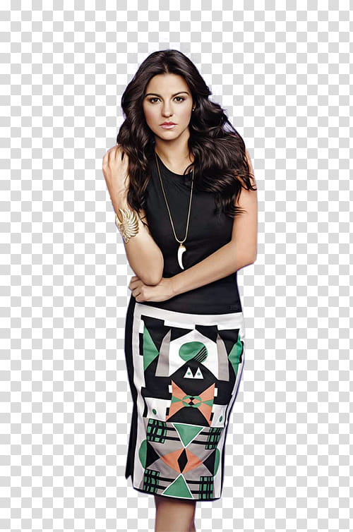 Maite Perroni , woman wearing black and green dress standing transparent background PNG clipart