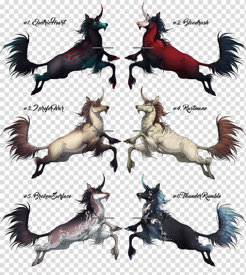 Mythical Kirin Adoptables CLOSED, assorted-color unicorns transparent background PNG clipart