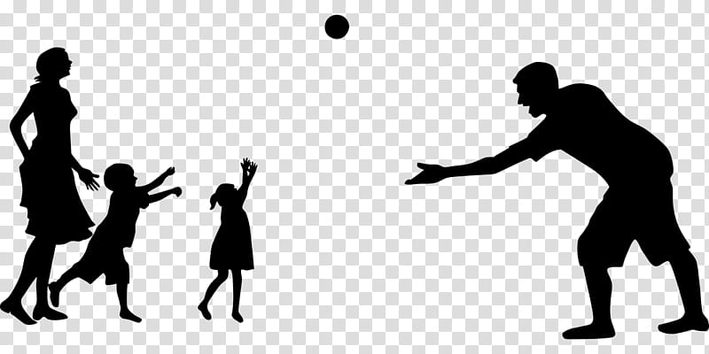 Kids Playing, Silhouette, Child, Mother, Father, Volleyball Player, Playing Sports, Throwing A Ball transparent background PNG clipart