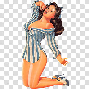  pin up girls , woman wearing dress shirt illustration transparent background PNG clipart