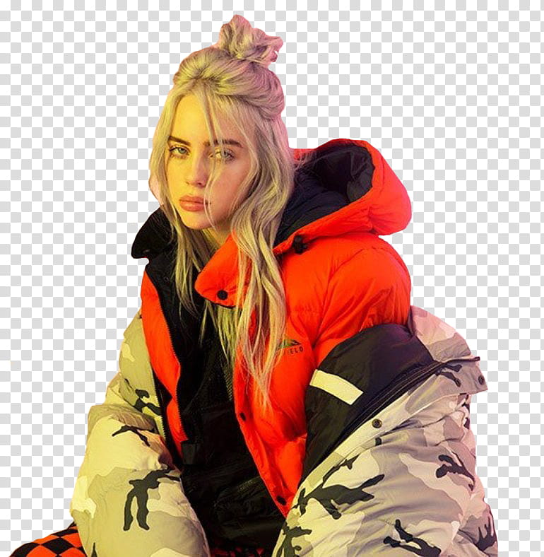 Billie Eilish, woman wearing black and red hooded jacket transparent background PNG clipart
