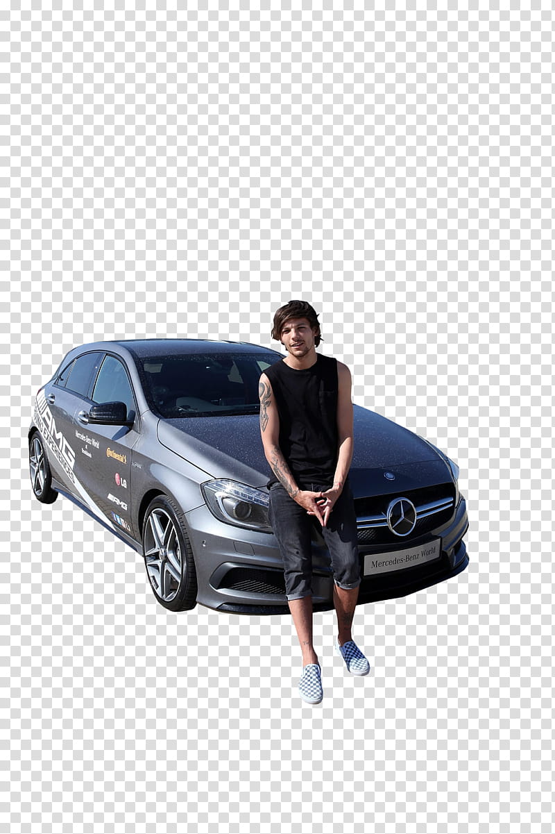 Louis Tomlinson , man leaning on car transparent background PNG clipart