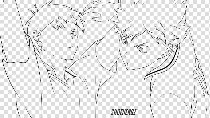 Hinata and Kageyama Lineart transparent background PNG clipart