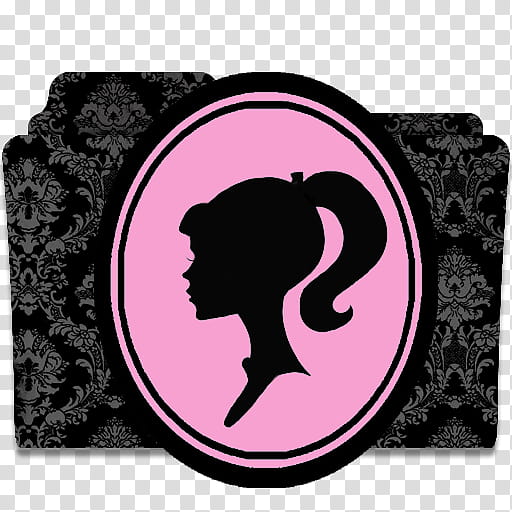 Princess Fashion Folders Icons, Barbie Black Damask transparent background PNG clipart