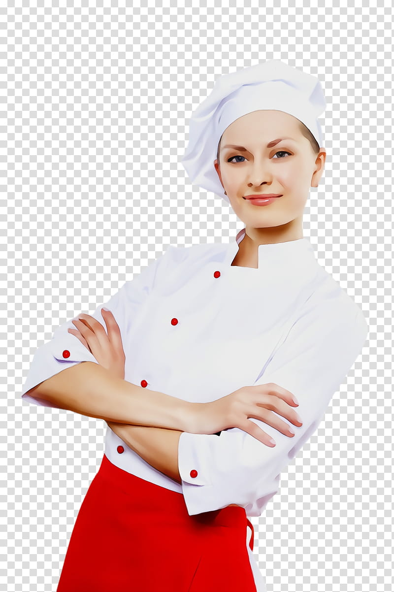 white cook chef's uniform chef uniform, Watercolor, Paint, Wet Ink, Chefs Uniform, Nurse Uniform, Headgear, Chief Cook transparent background PNG clipart