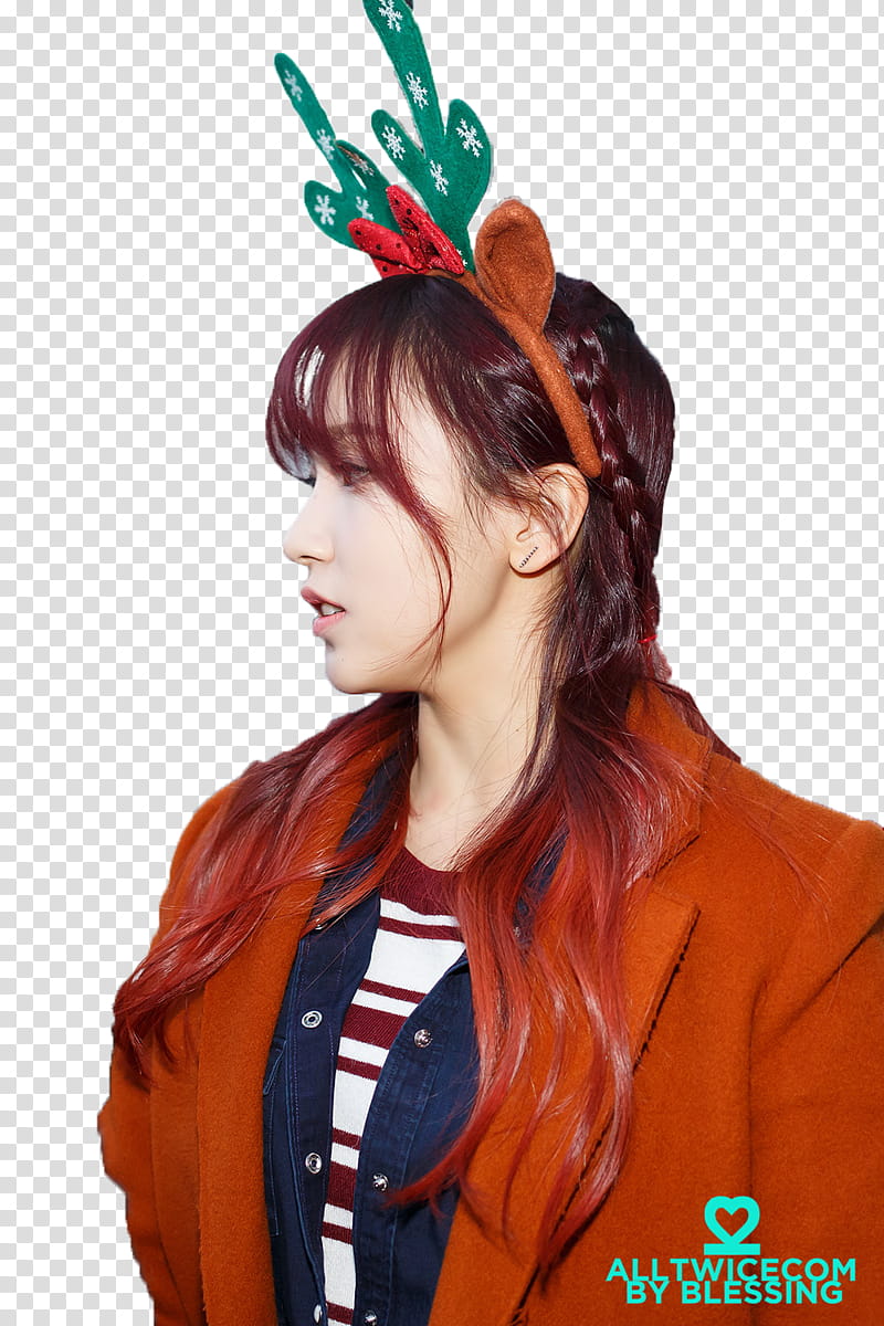 RENDER  NAYEON AND MINA TWICE, woman wearing reindeer ears Alice band transparent background PNG clipart