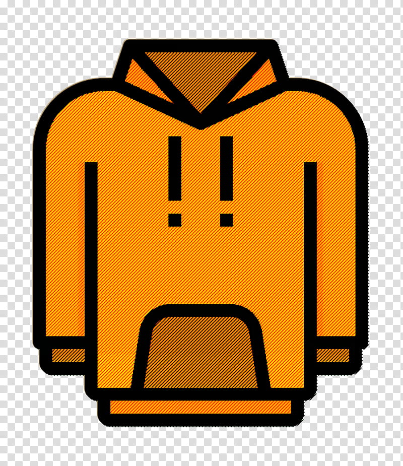 Sweatshirt icon Hoodie icon Clothes icon, Yellow, Orange, Line transparent background PNG clipart