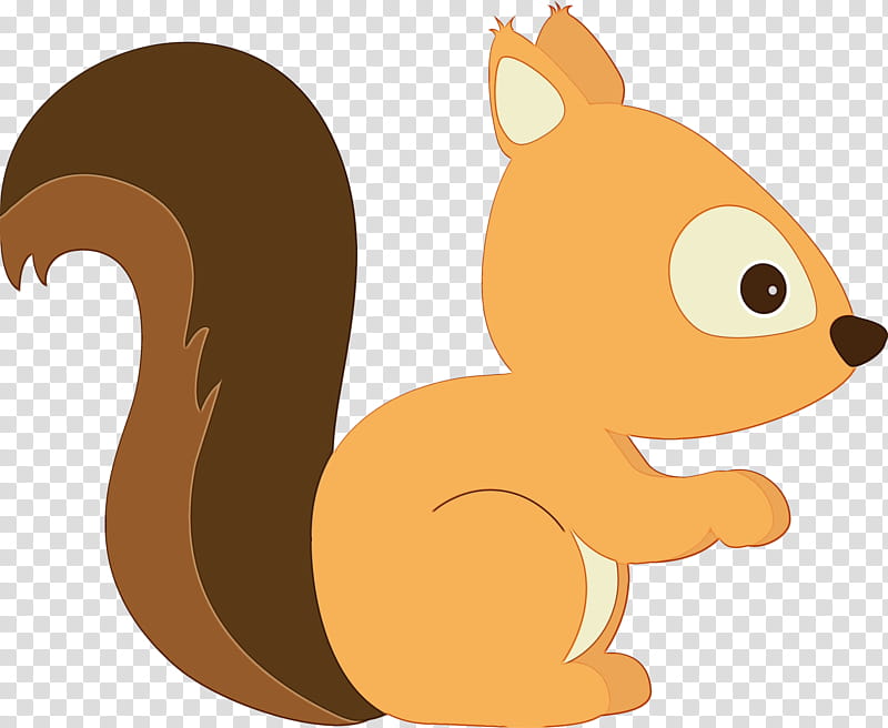 squirrel cartoon eurasian red squirrel tail, Watercolor, Paint, Wet Ink, Animated Cartoon, Animation, Fawn transparent background PNG clipart
